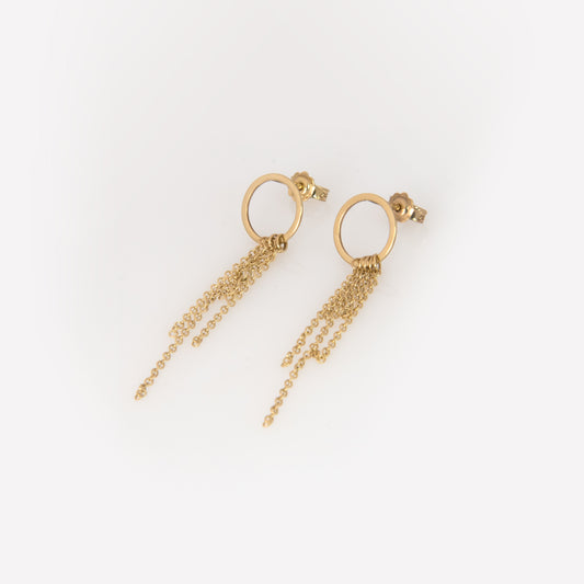 Solid Gold Five-Chain Drop Earrings – Minimalist Geometric Dangle Earrings