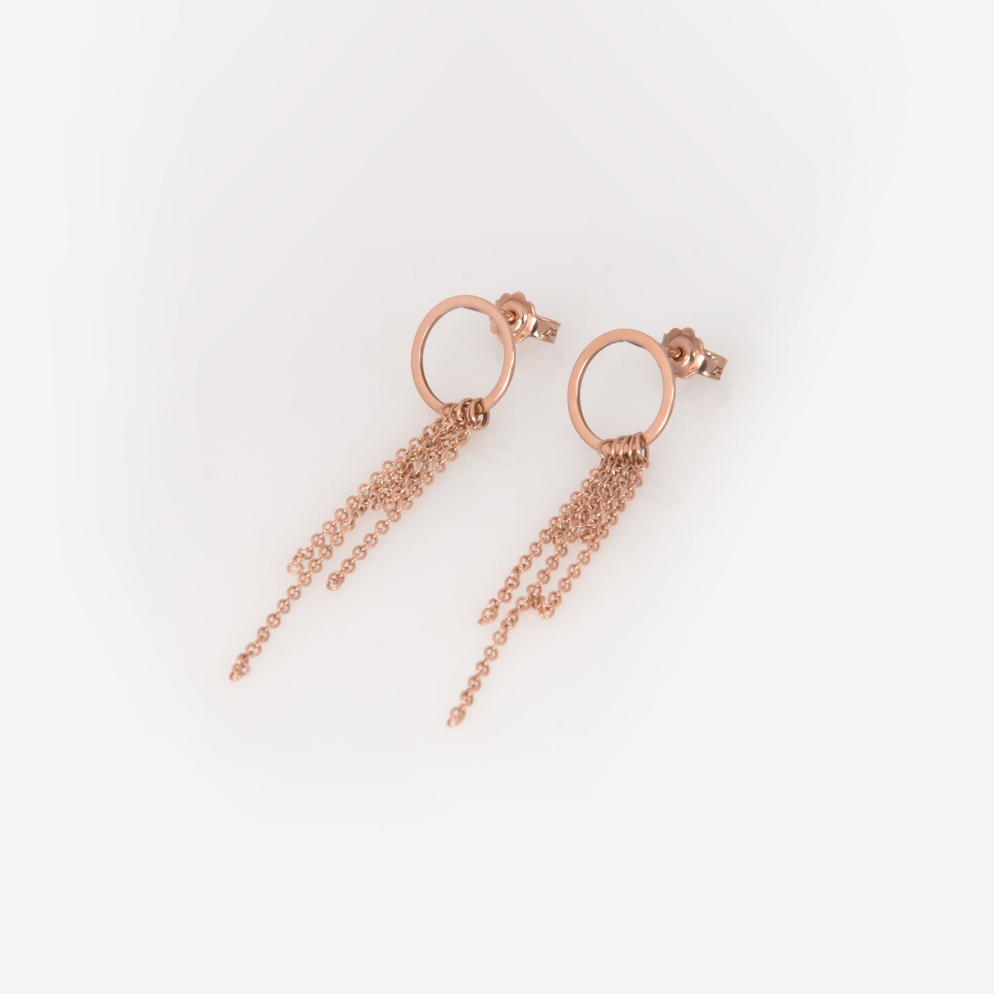 Solid Gold Five-Chain Drop Earrings – Minimalist Geometric Dangle Earrings