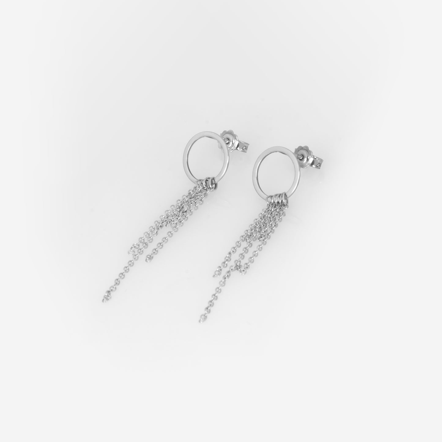 Solid Gold Five-Chain Drop Earrings – Minimalist Geometric Dangle Earrings