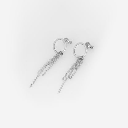 Solid Gold Five-Chain Drop Earrings – Minimalist Geometric Dangle Earrings