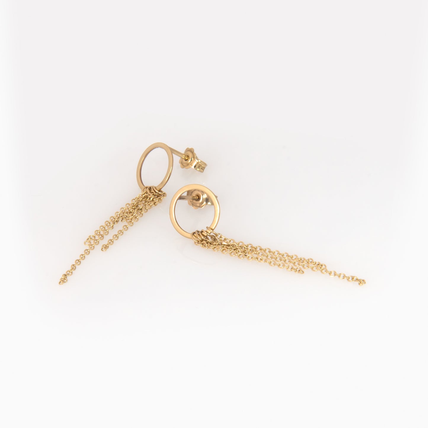 Solid Gold Five-Chain Drop Earrings – Minimalist Geometric Dangle Earrings