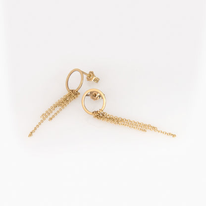 Solid Gold Five-Chain Drop Earrings – Minimalist Geometric Dangle Earrings