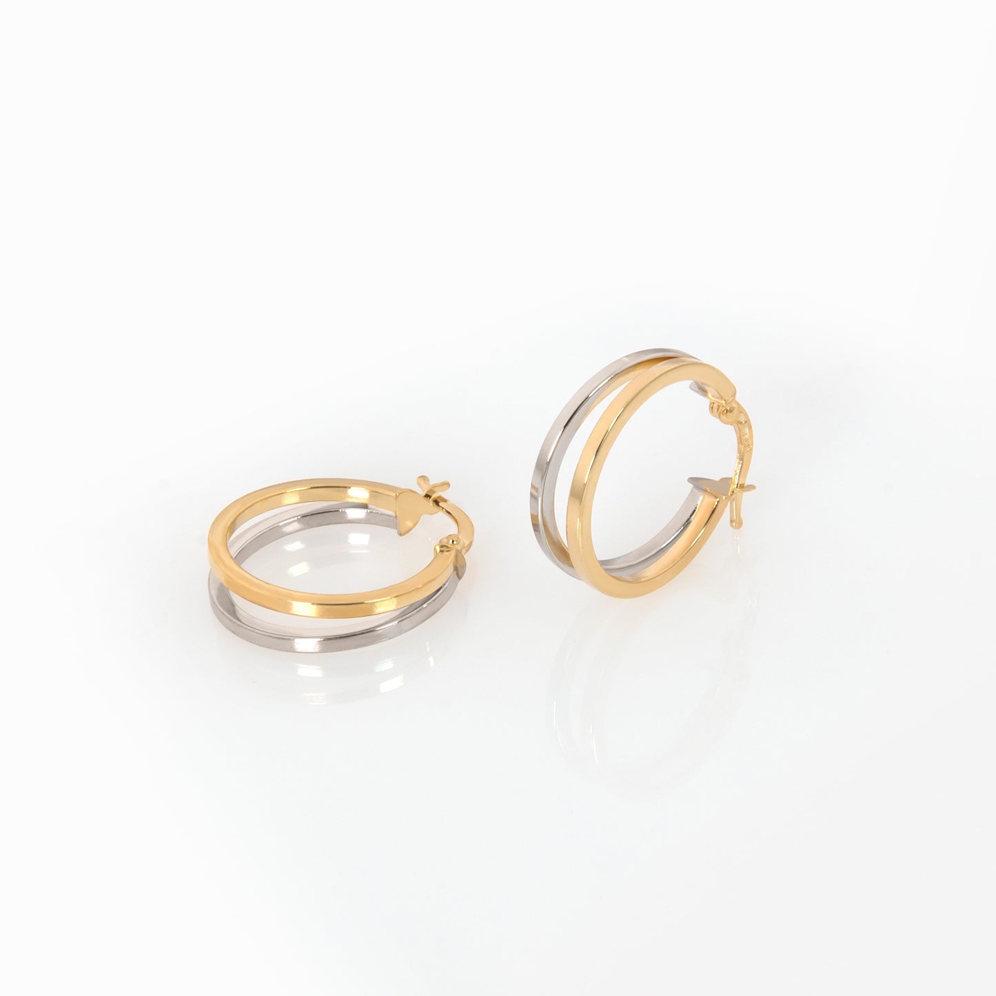 14K Two-Tone Twist Hoop Earrings – Chunky Mixed-Metal Gold Hoops