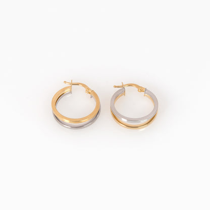14K Two-Tone Twist Hoop Earrings – Chunky Mixed-Metal Gold Hoops