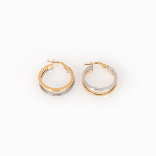 14K Two-Tone Twist Hoop Earrings – Chunky Mixed-Metal Gold Hoops