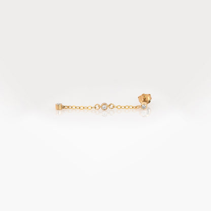 14K Solid Gold Diamond Chain Drop Earrings – 3 Lab-Grown Diamond Dangle Earrings