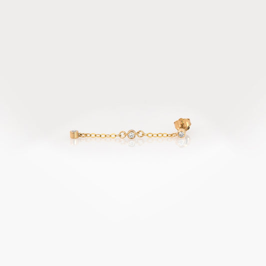 14K Solid Gold Diamond Chain Drop Earrings – 3 Lab-Grown Diamond Dangle Earrings