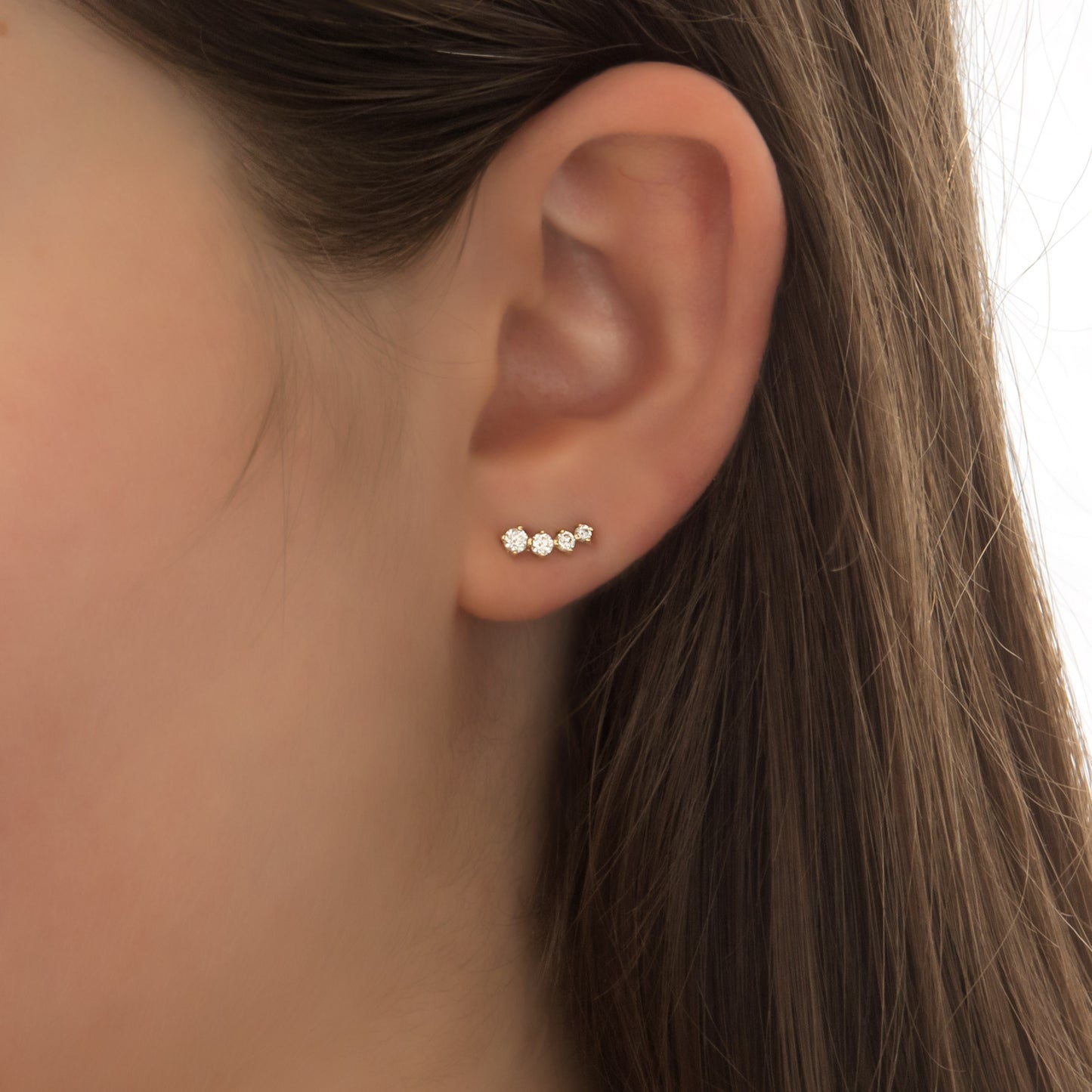 14K Gold Diamond Climber Earrings – Curved Lab-Grown Diamond Ear Crawlers