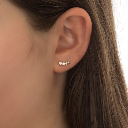 14K Gold Diamond Climber Earrings – Curved Lab-Grown Diamond Ear Crawlers