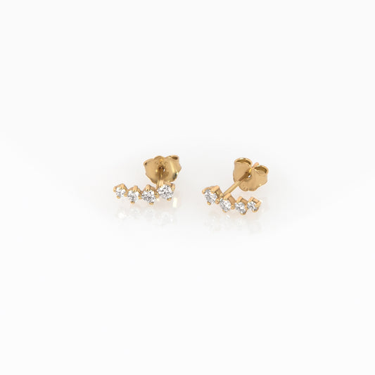 14K Gold Diamond Climber Earrings – Curved Lab-Grown Diamond Ear Crawlers