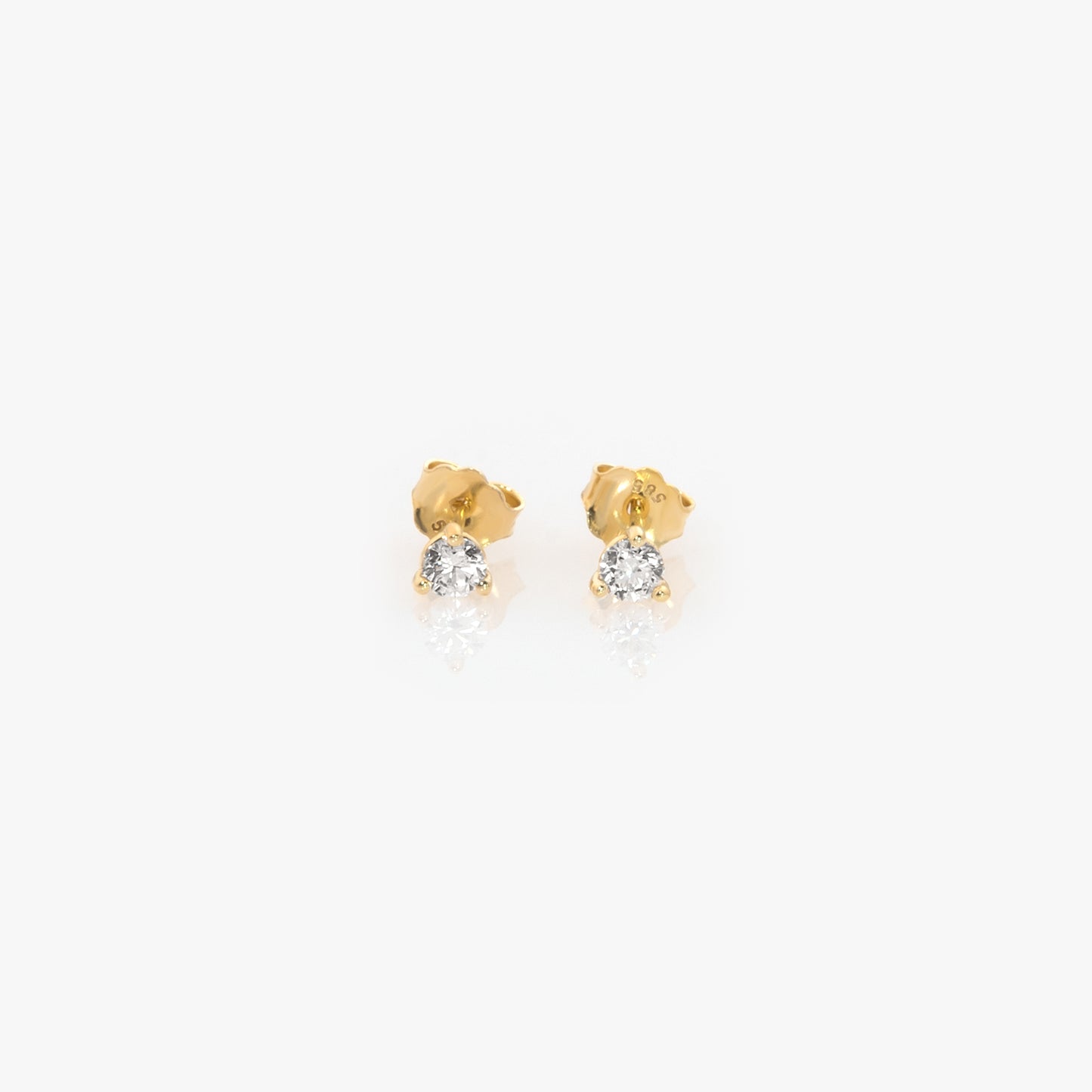 14K Solid Gold Round Stud Earrings – Lab-Grown Diamond or CZ Studs
