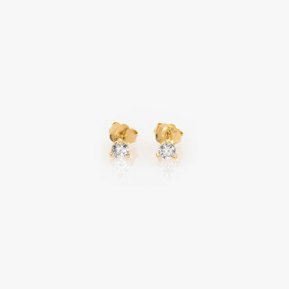 14K Solid Gold Round Stud Earrings – Lab-Grown Diamond or CZ Studs