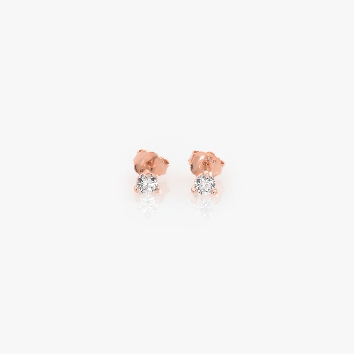 14K Solid Gold Round Stud Earrings – Lab-Grown Diamond or CZ Studs