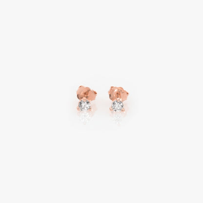 14K Solid Gold Round Stud Earrings – Lab-Grown Diamond or CZ Studs