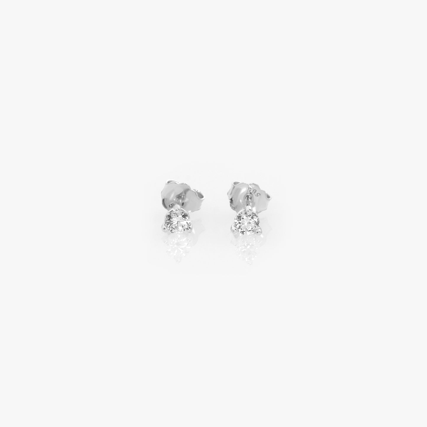 14K Solid Gold Round Stud Earrings – Lab-Grown Diamond or CZ Studs