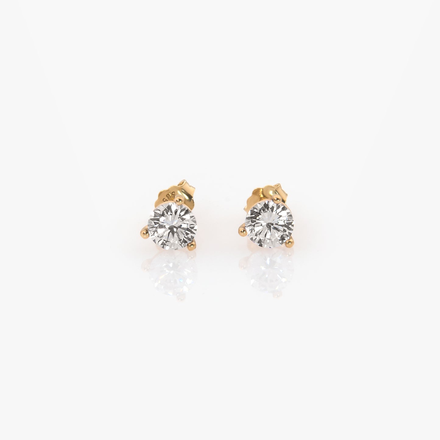14K Solid Gold Round Stud Earrings – Lab-Grown Diamond or CZ Studs