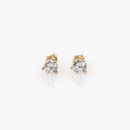 14K Solid Gold Round Stud Earrings – Lab-Grown Diamond or CZ Studs
