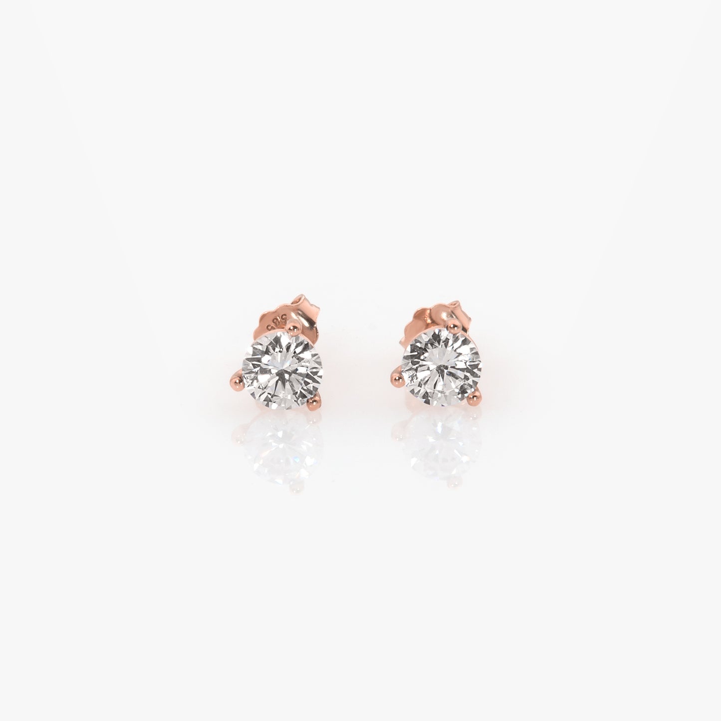 14K Solid Gold Round Stud Earrings – Lab-Grown Diamond or CZ Studs