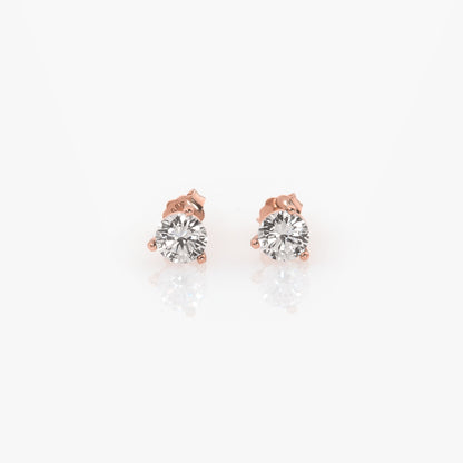 14K Solid Gold Round Stud Earrings – Lab-Grown Diamond or CZ Studs