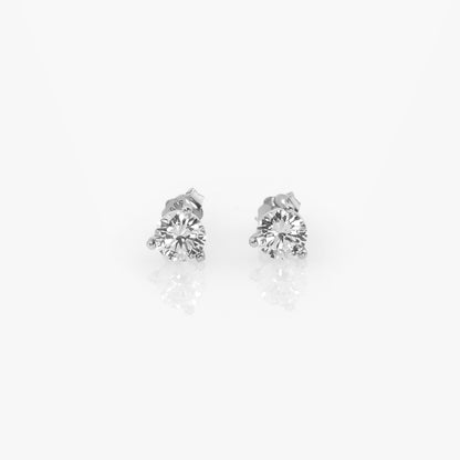 14K Solid Gold Round Stud Earrings – Lab-Grown Diamond or CZ Studs