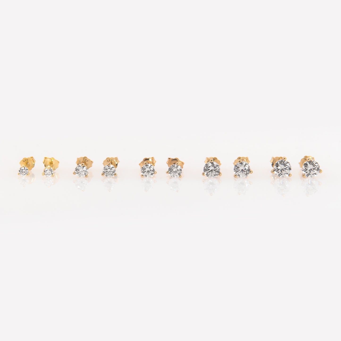 14K Solid Gold Round Stud Earrings – Lab-Grown Diamond or CZ Studs