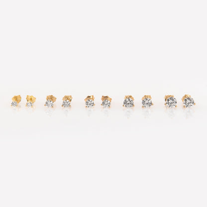 14K Solid Gold Round Stud Earrings – Lab-Grown Diamond or CZ Studs