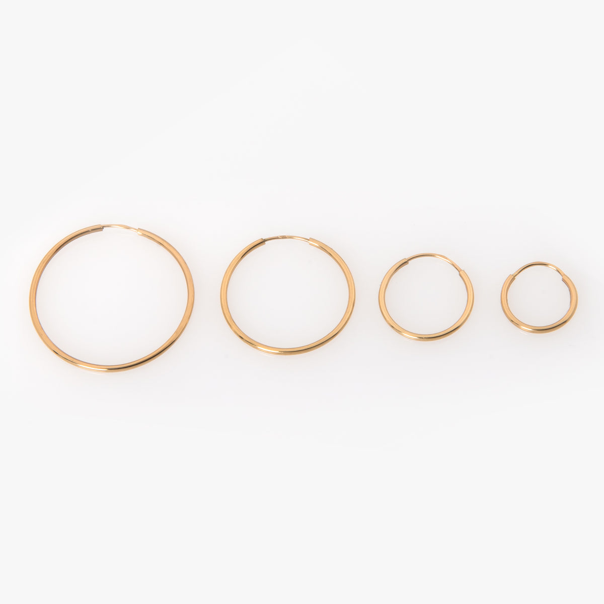 14K Solid Gold Hoop Earrings – Classic Polished Hoops in Multiple Sizes
