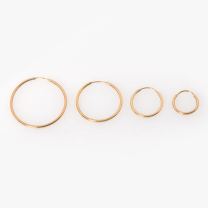 14K Solid Gold Hoop Earrings – Classic Polished Hoops in Multiple Sizes