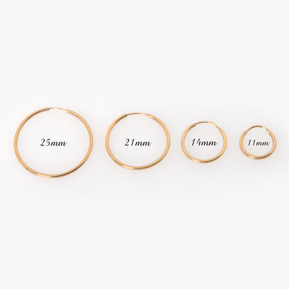 14K Solid Gold Hoop Earrings – Classic Polished Hoops in Multiple Sizes