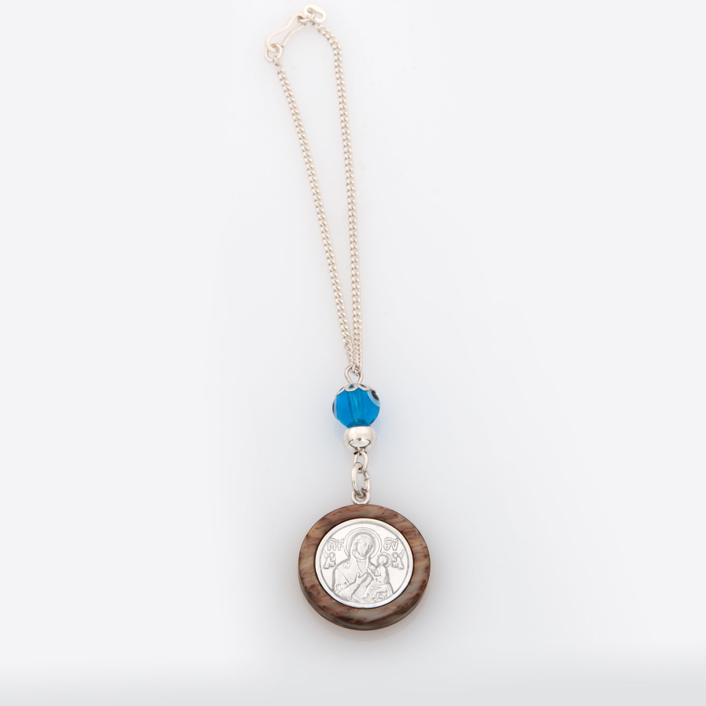 Silver S.Christopher Round Lucky Car Charm