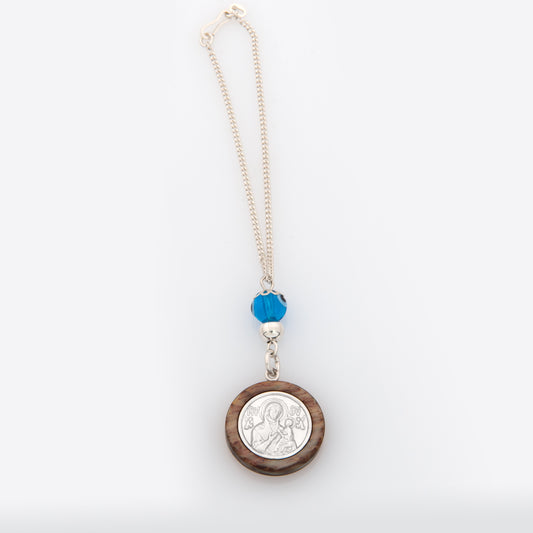 Silver S.Christopher Round Lucky Car Charm