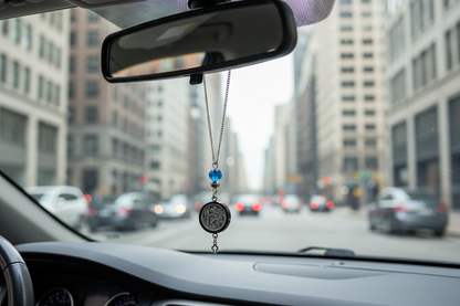 Black Saint Christopher Car Mirror Charm