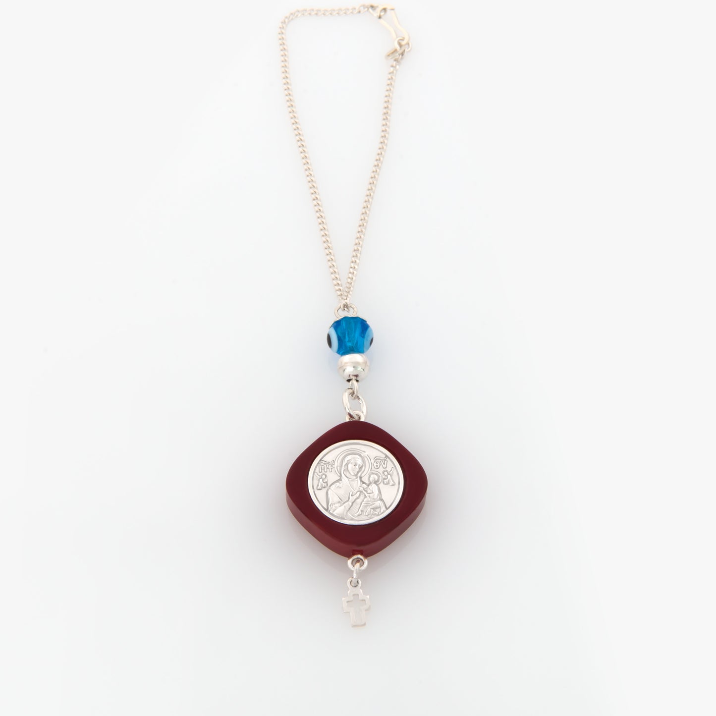 Saint Christopher Burgundy Protection Car Mirror Charm