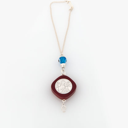 Saint Christopher Burgundy Protection Car Mirror Charm