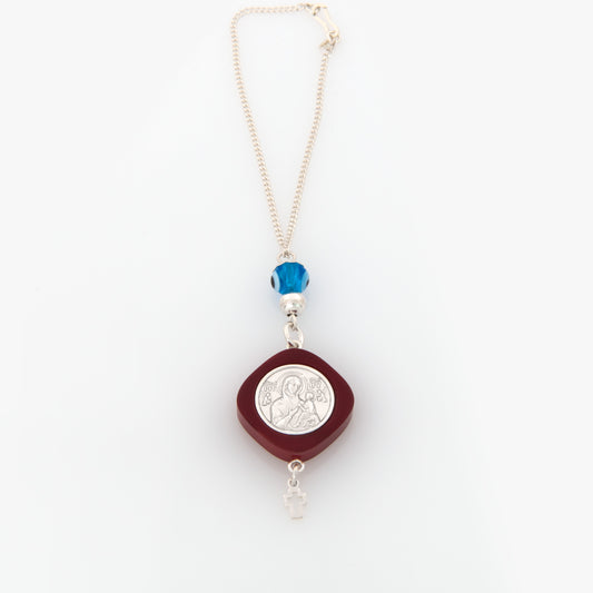 Saint Christopher Burgundy Protection Car Mirror Charm