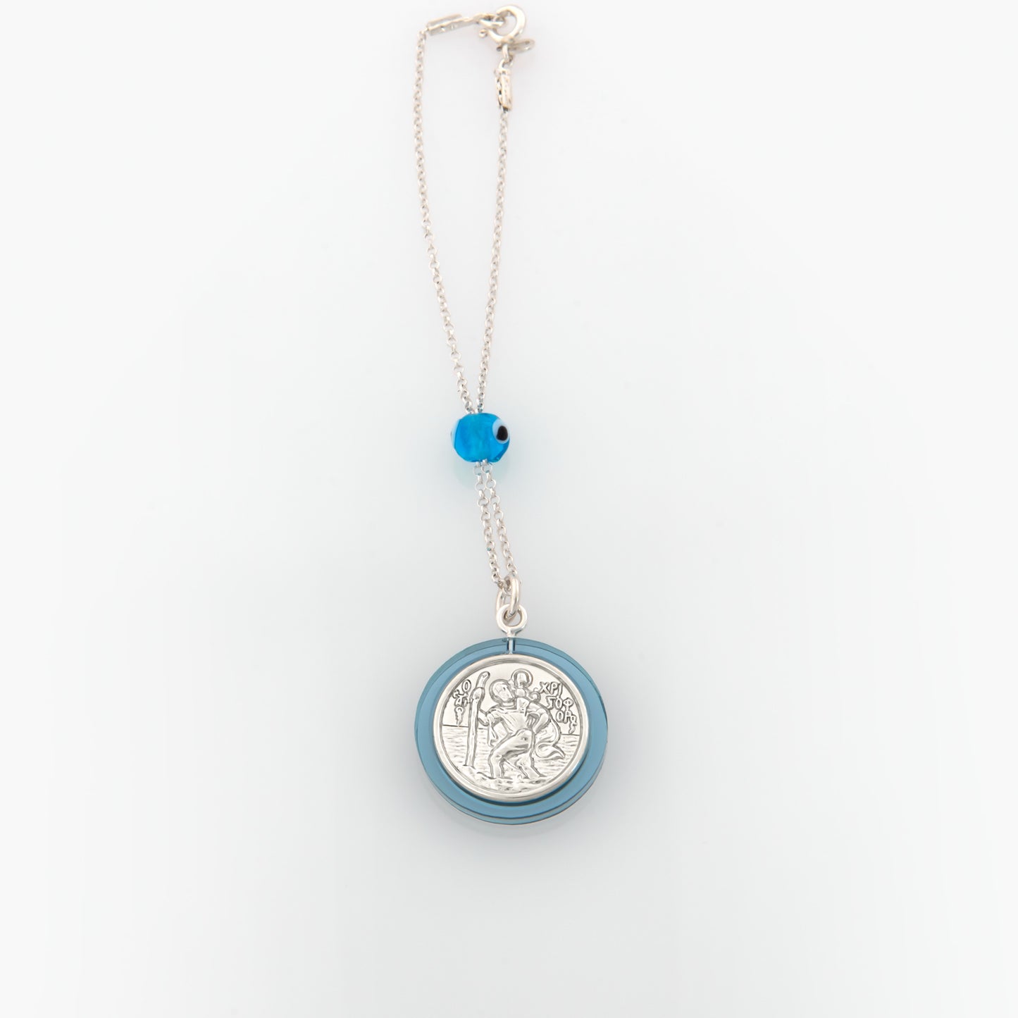 Blue Saint Christopher Rearview Car Charm