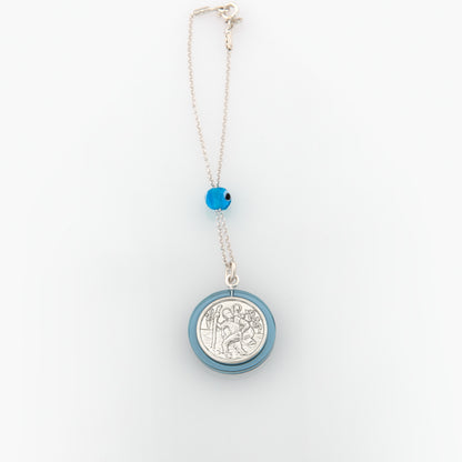 Blue Saint Christopher Rearview Car Charm