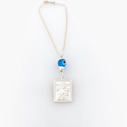 Evil Eye Holy Mary Rearview Car Mirror Charm