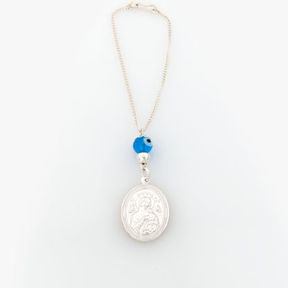 Oval Holy Mary St Christopher Protection Car Mirror Charm