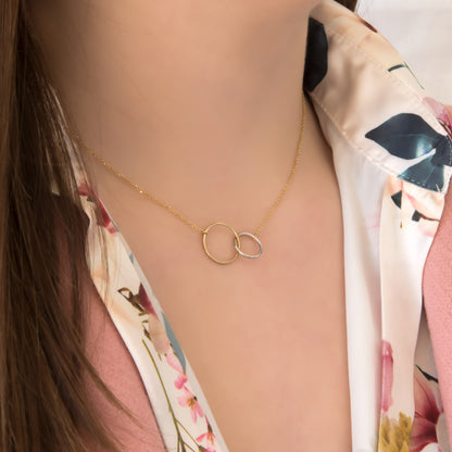 Two-tone Interlocking Circles Necklace