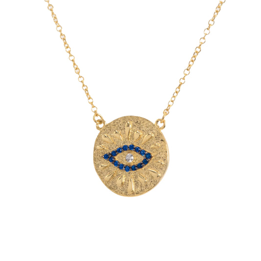 Evil Eye Matte Circle Necklace