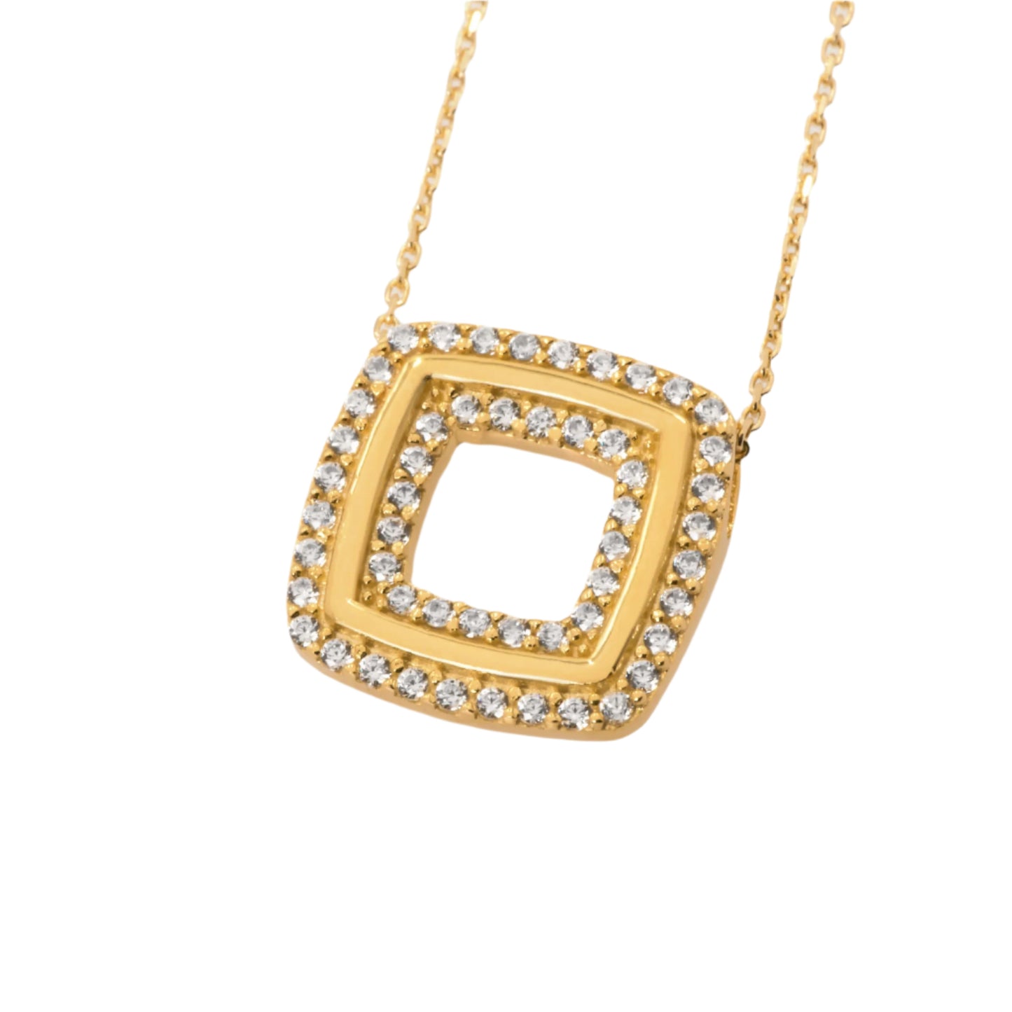 Square Charm Gemstone Necklace