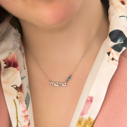 Silver Evil Eye Mama Necklace