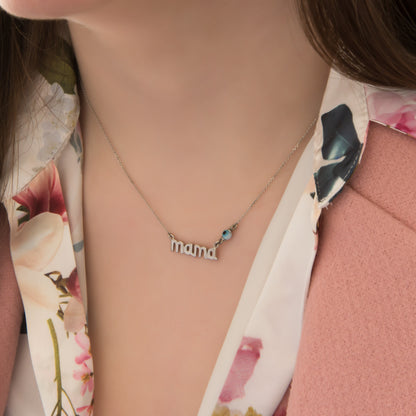 Silver Evil Eye Mama Necklace