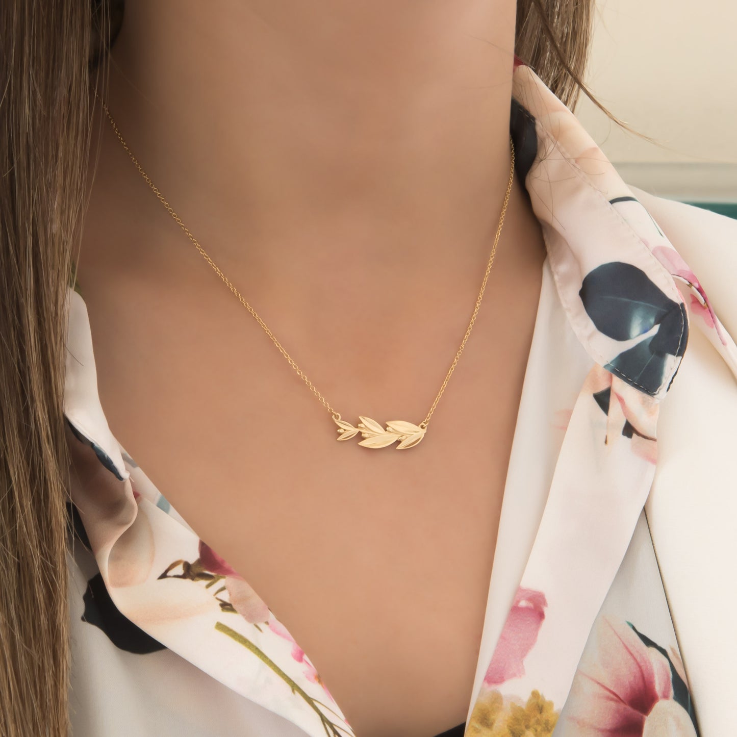 Gold Olive Leaf Necklace