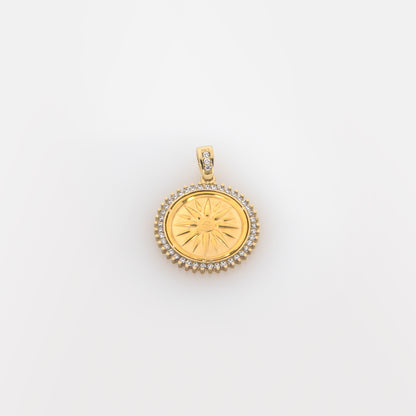 Round Vergina Sun Gemstone Pendant