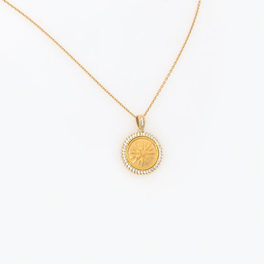Round Vergina Sun Gemstone Pendant
