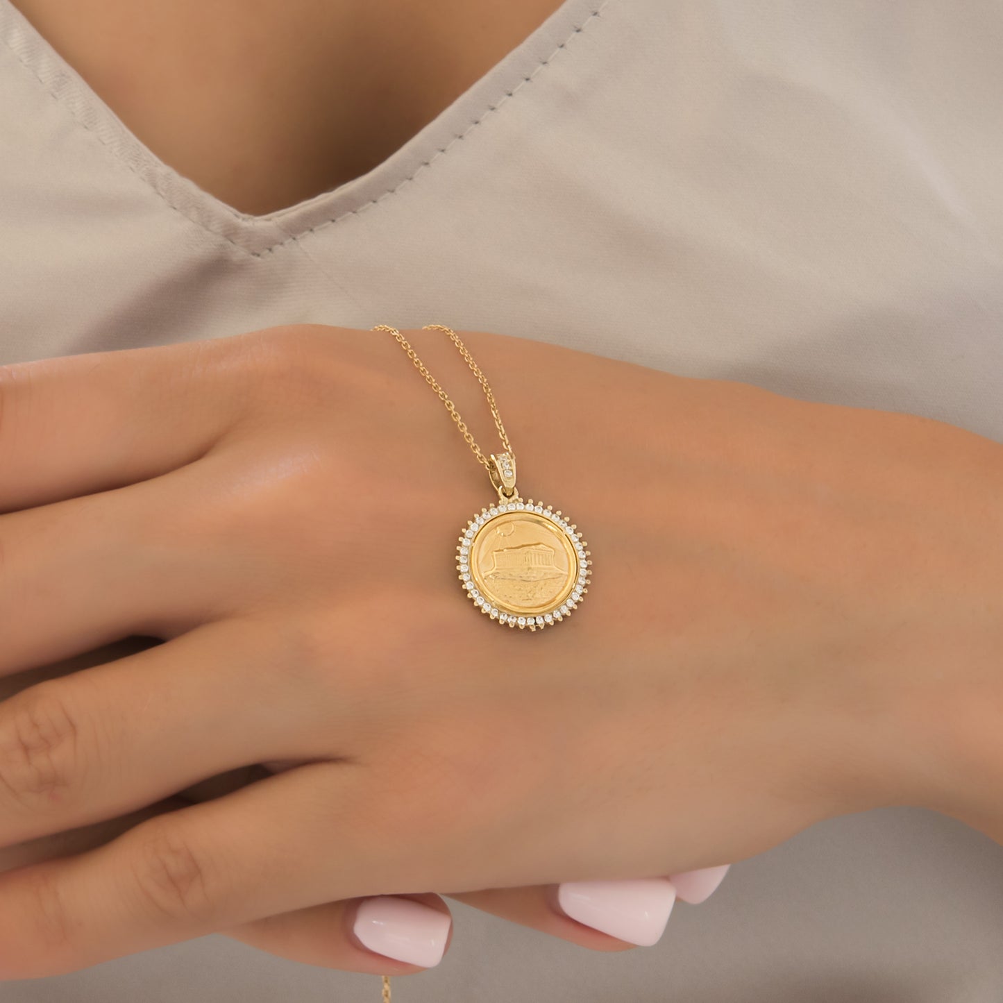 Round Parthenon Gemstone Pendant