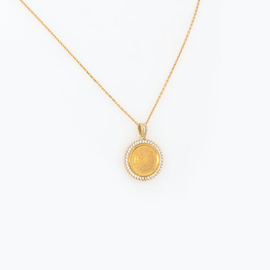 Round Phaistos Disc Gemstone Pendant