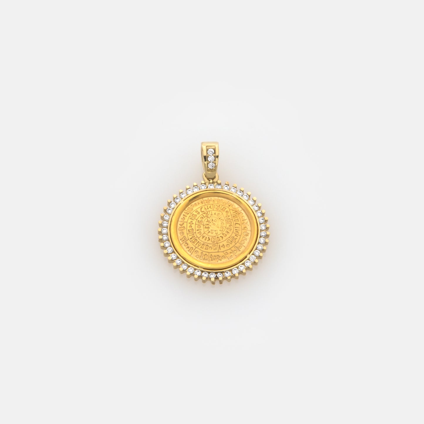 Round Phaistos Disc Gemstone Pendant